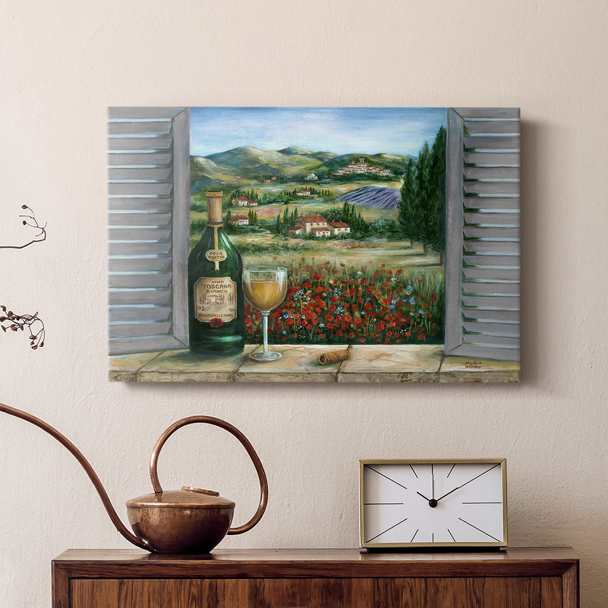 Tuscan White and Poppies - Canvas Art Print