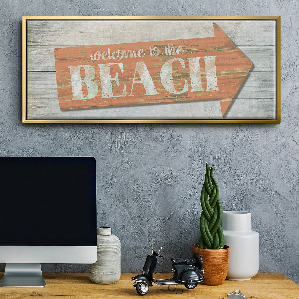 Welcome to the Beach - Floater Framed Canvas Print