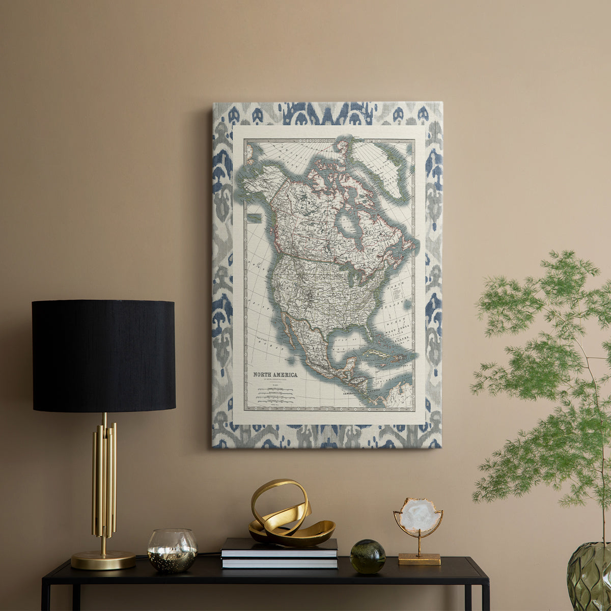 Bordered Map of North America - Canvas Art Print