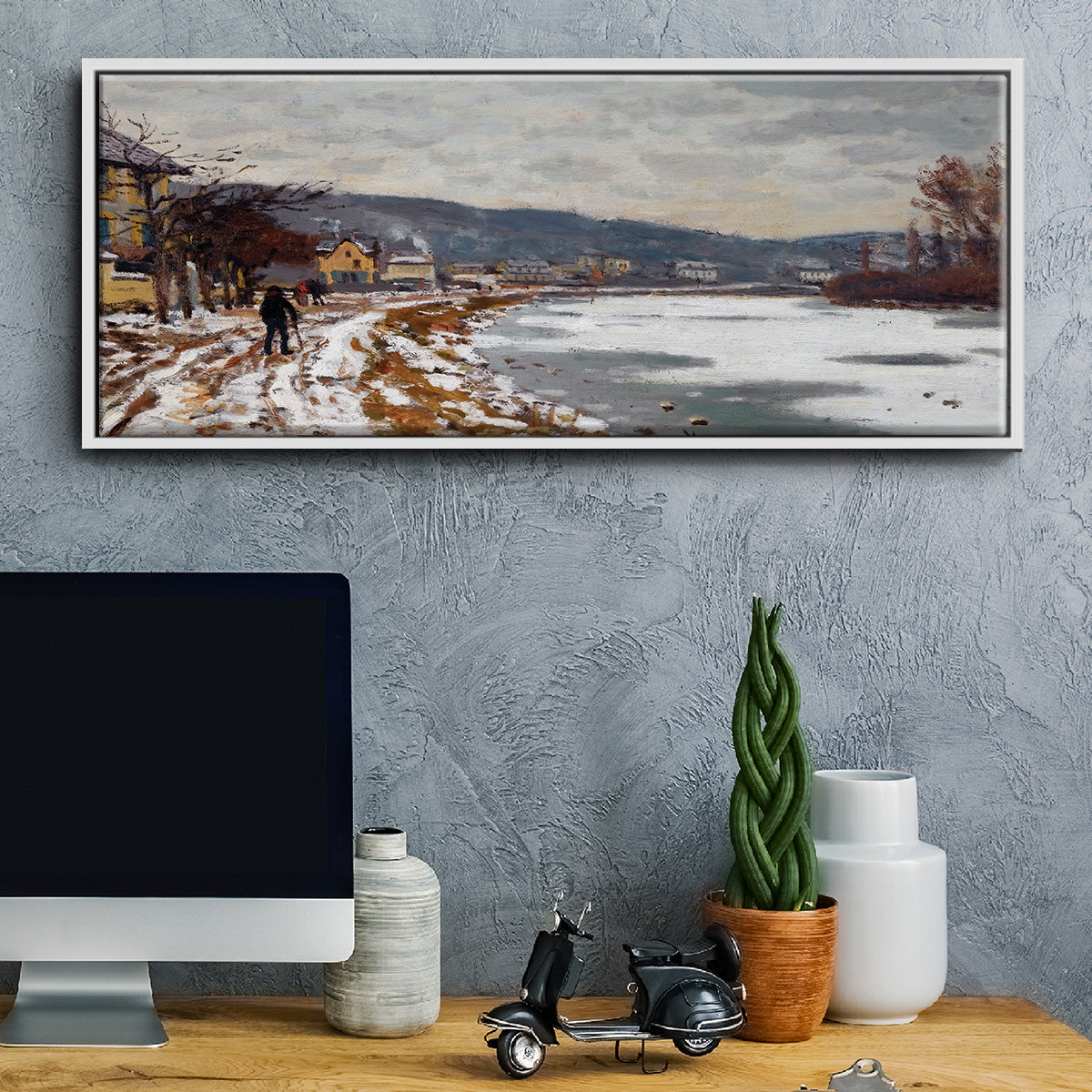 The Seine at Bougival, 1869 - Floater Framed Canvas Print