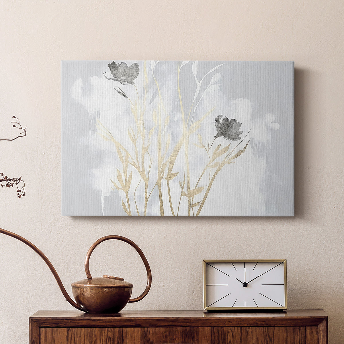 Grey Floral Abstract XCIV - Canvas Art Print
