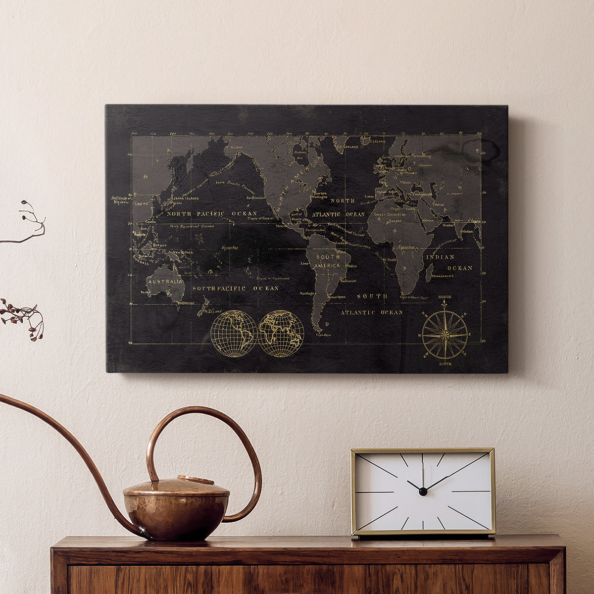 Black Gold Map - Canvas Art Print