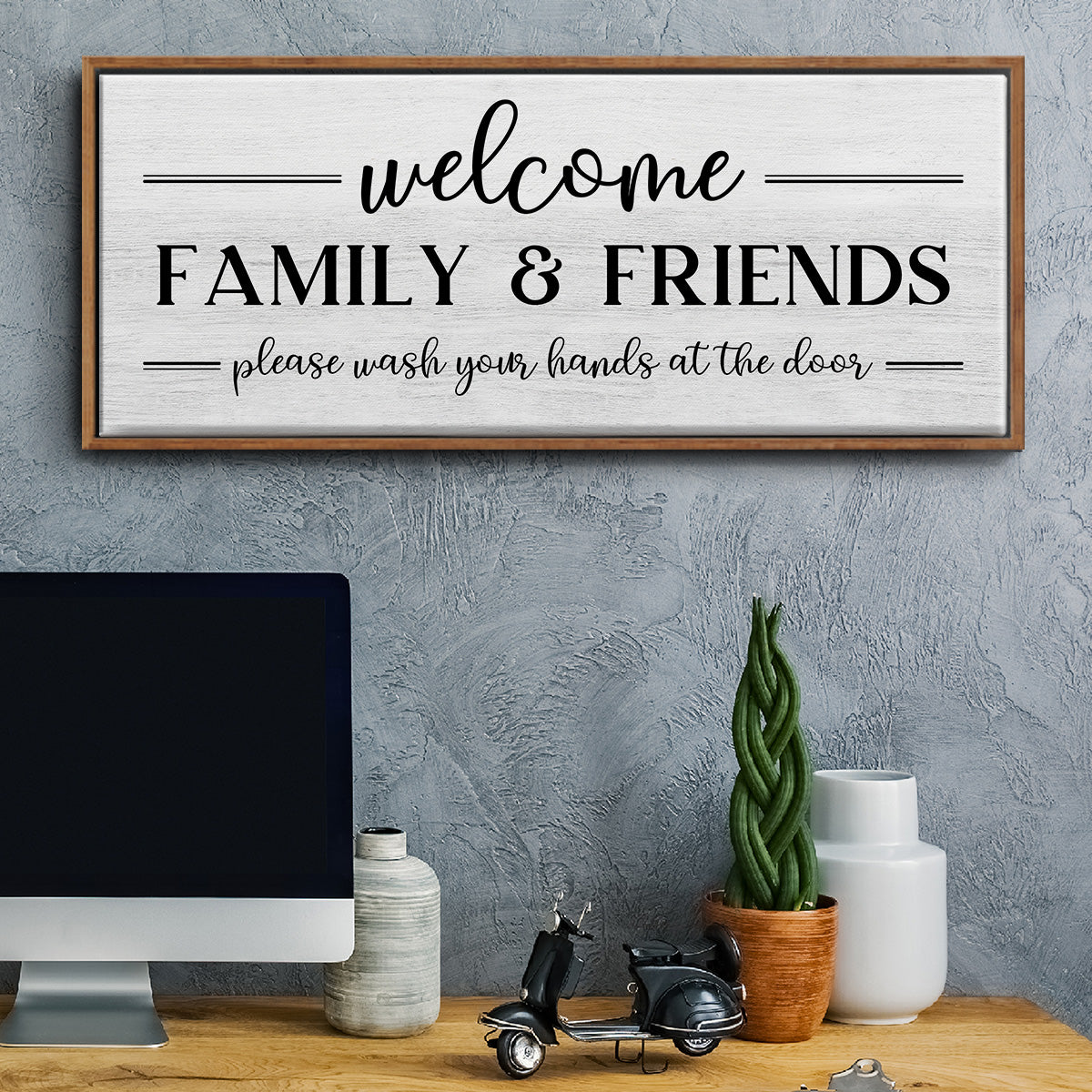 Welcome Family & Friends - Floater Framed Canvas Print