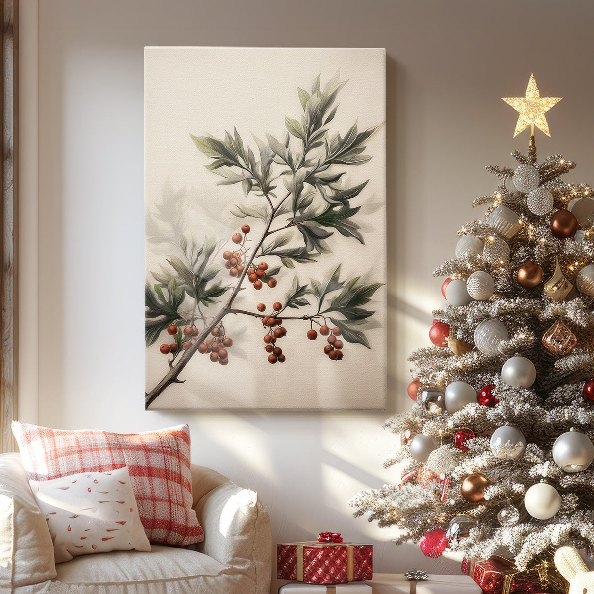 Tinsel-Gold Candle Parish - Canvas Art Print
