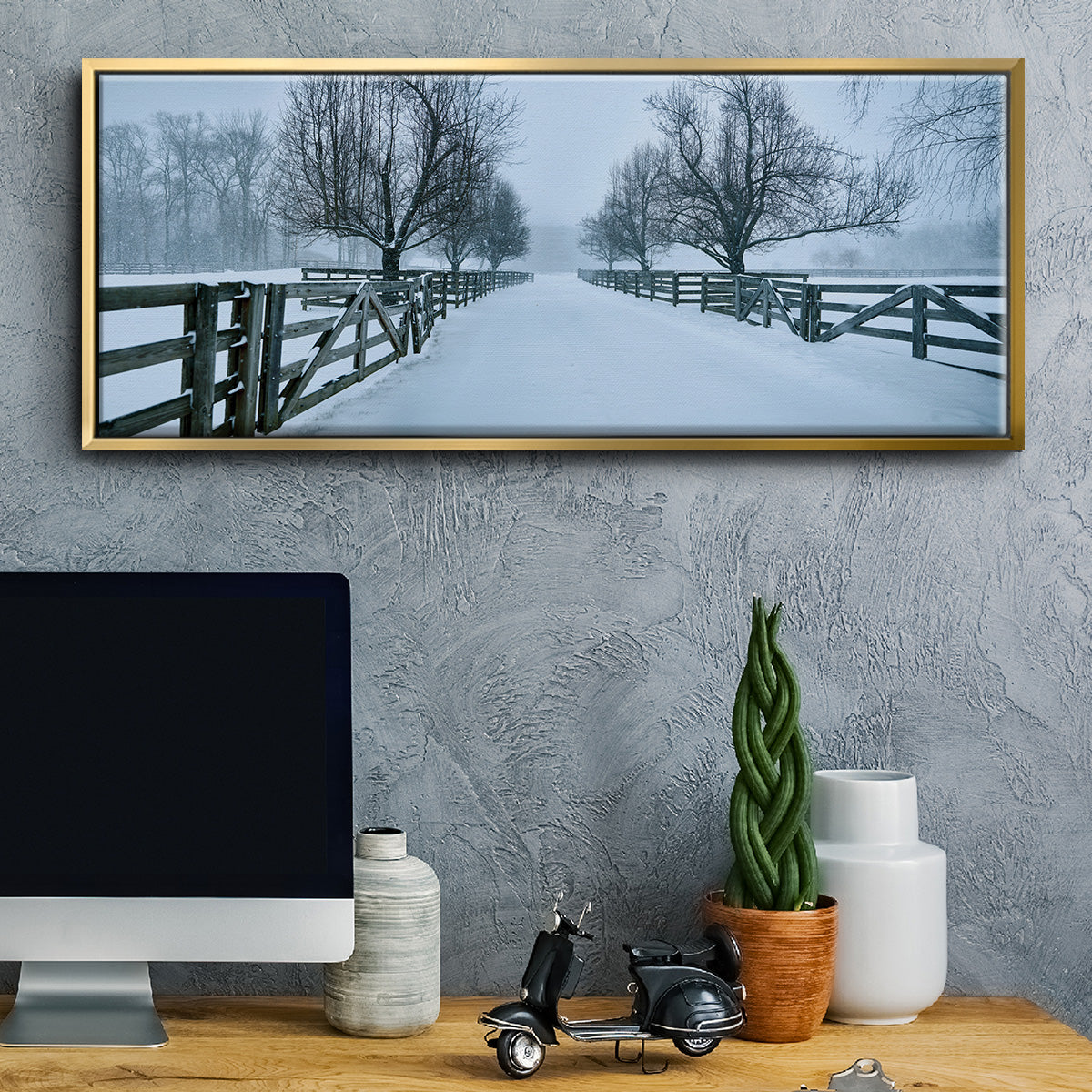 Snowy Road II - Floater Framed Canvas Print