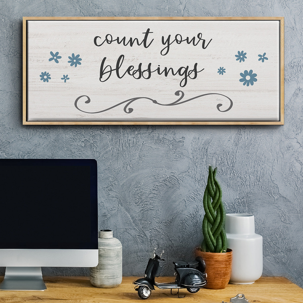 Count Blessings - Floater Framed Canvas Print
