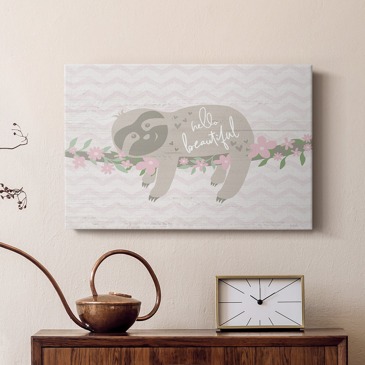 Floral Sloth - Canvas Art Print