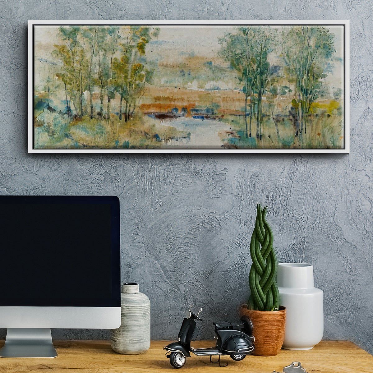 Trees on the Creek II - Floater Framed Canvas Print