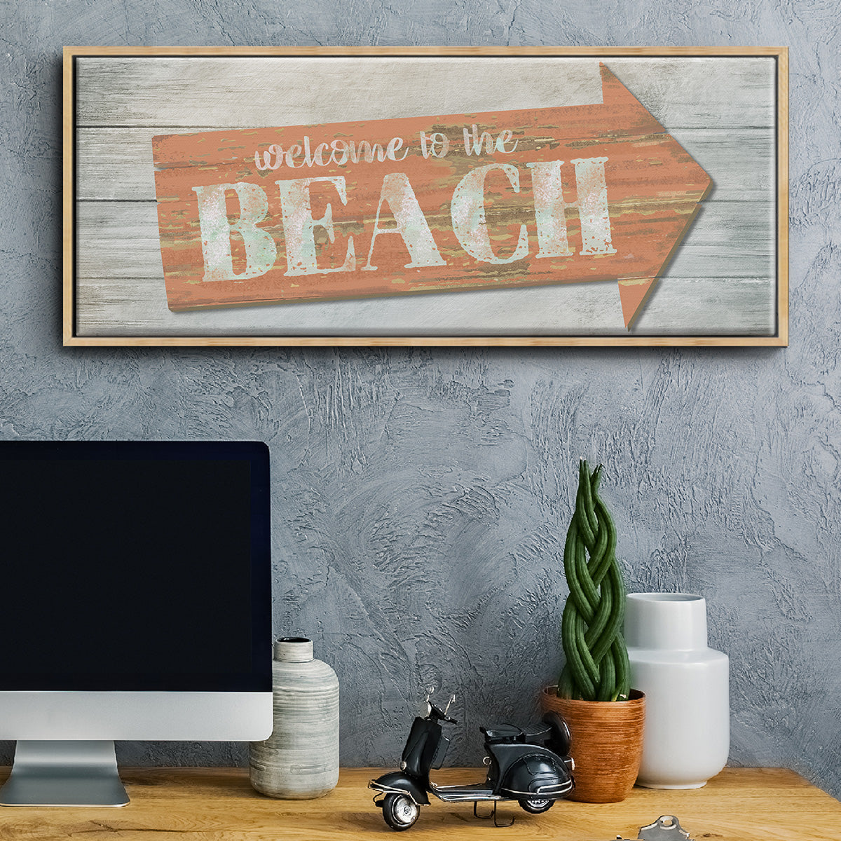 Welcome to the Beach - Floater Framed Canvas Print