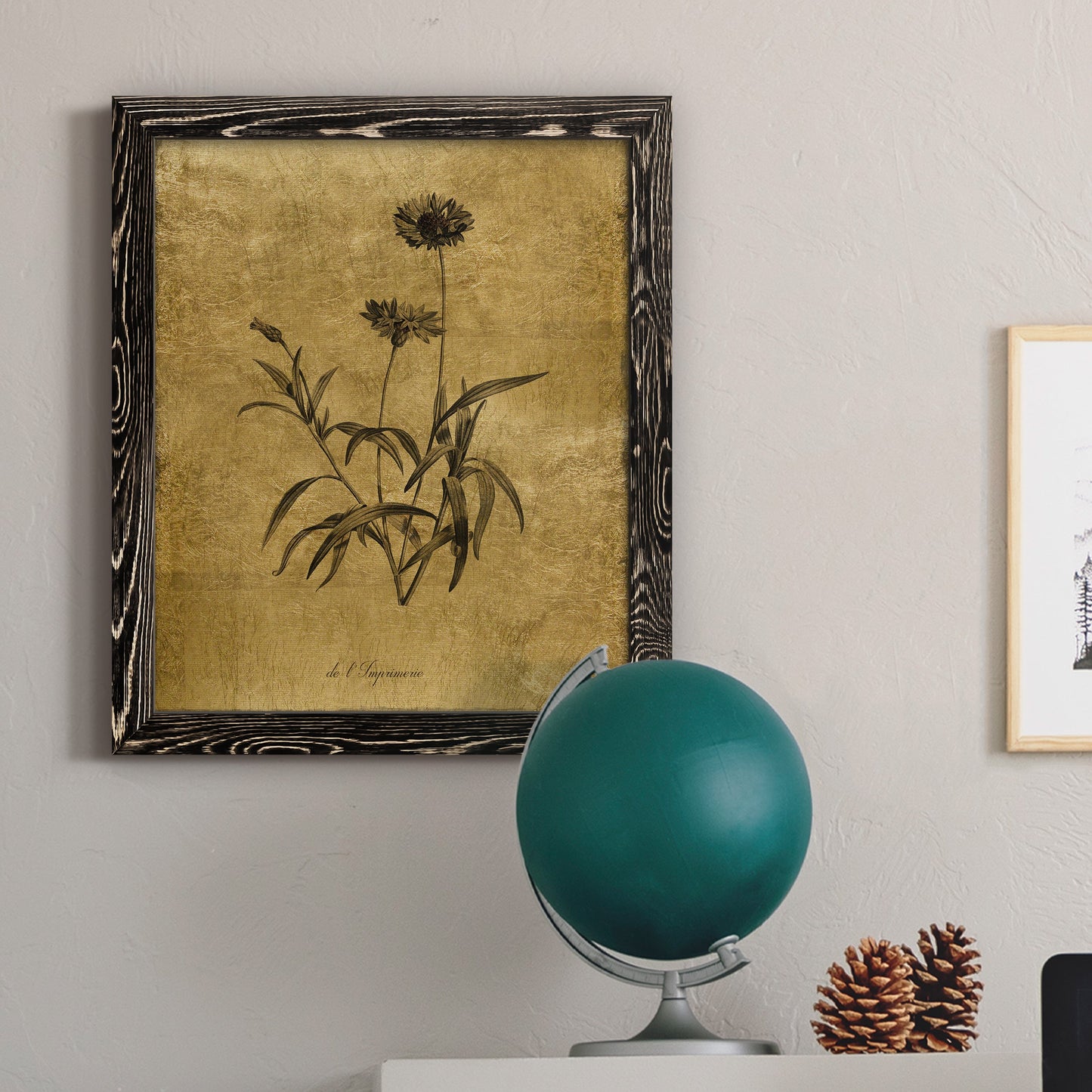 Gold Sketch Botanical I - Premium Canvas Framed in Barnwood - Ready to Hang