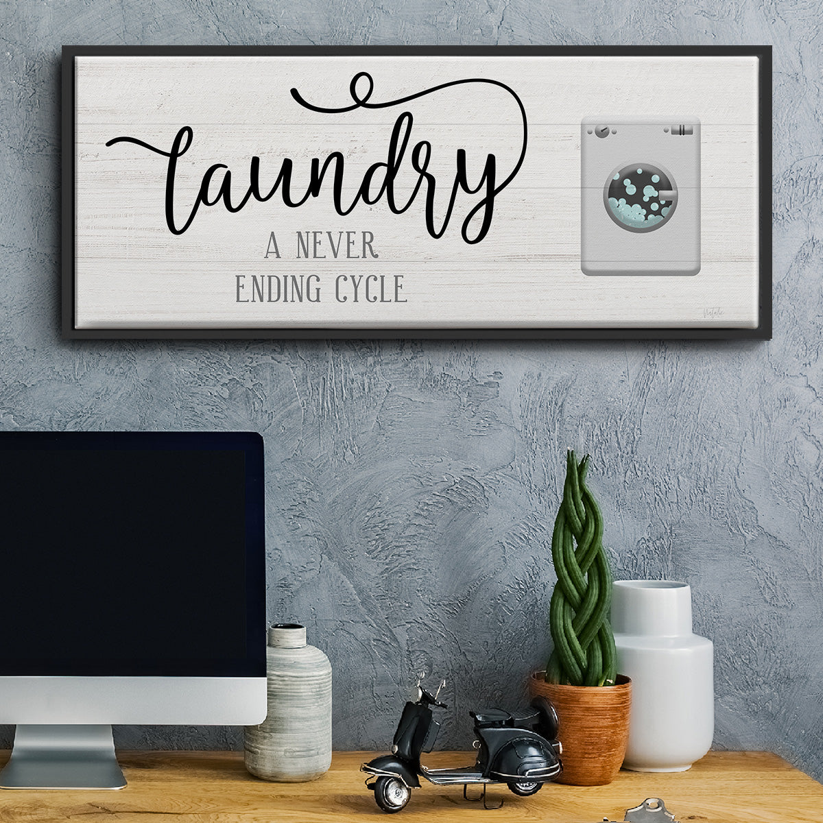 Never Ending Laundry - Floater Framed Canvas Print