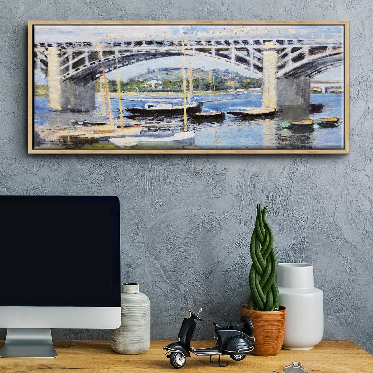 The Bridge Over the Seine, 1874 - Floater Framed Canvas Print