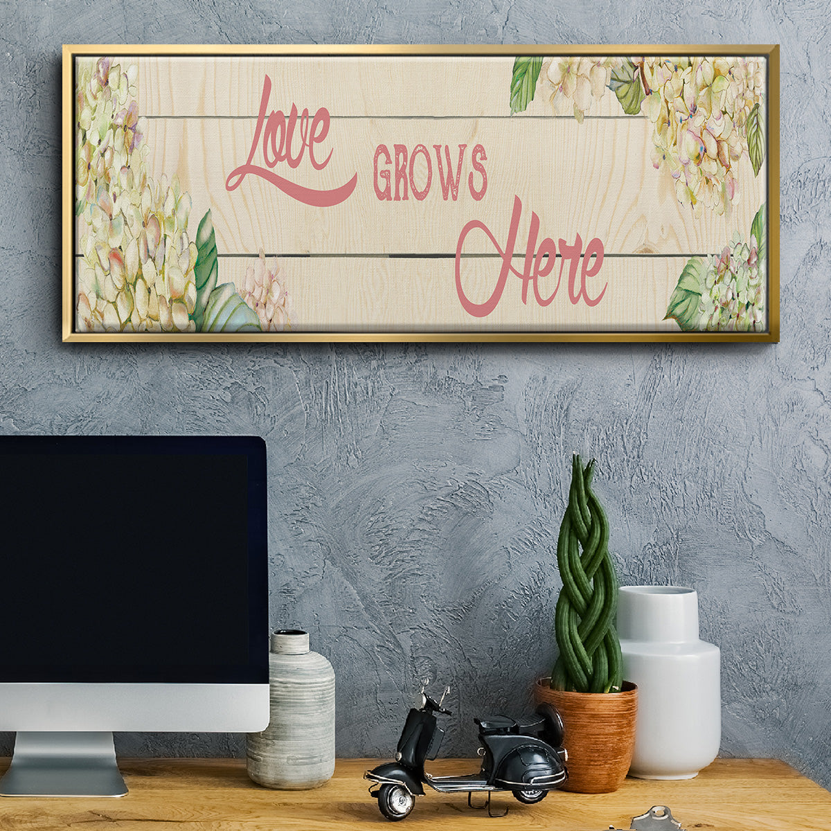 Love Grows Here - Floater Framed Canvas Print