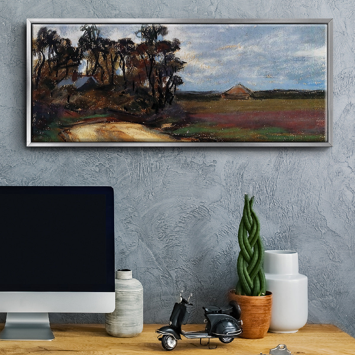 The Road and the House - Floater Framed Canvas Print