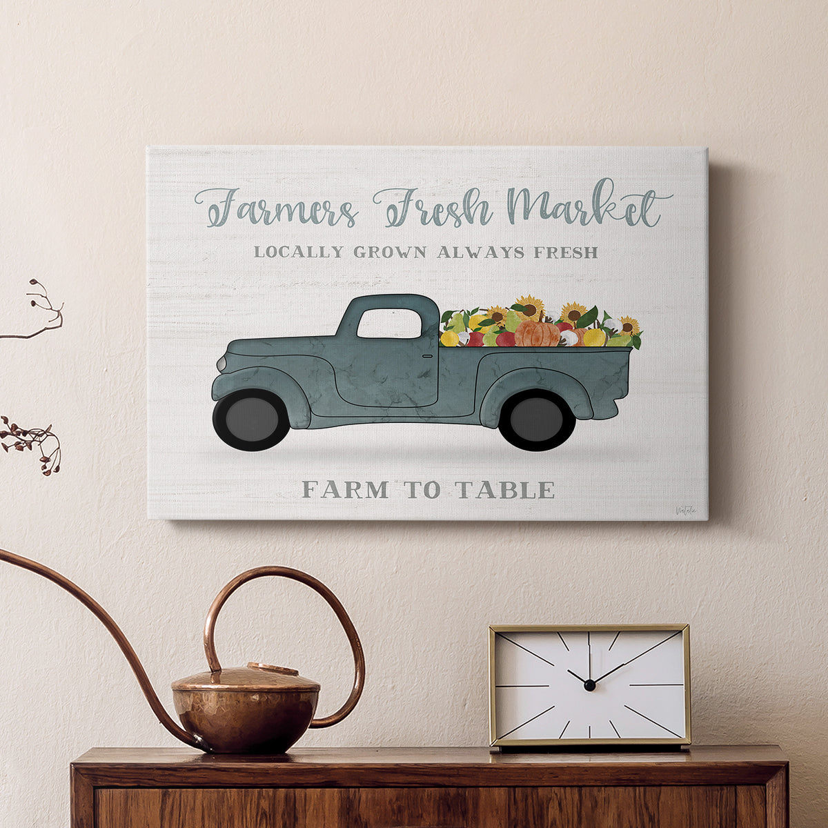 Fresh Sunflowers Truck - Canvas Art Print