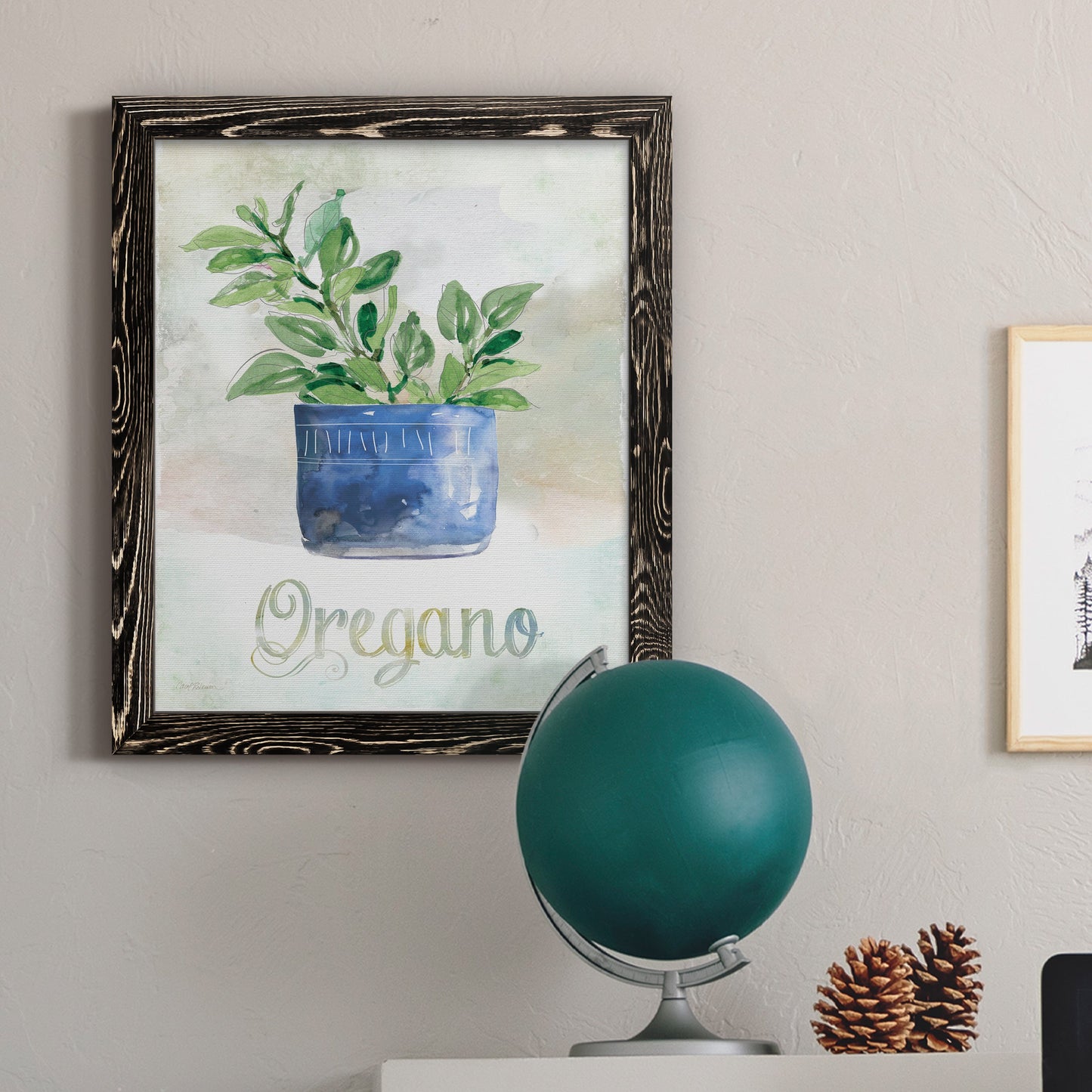 Potted Oregano - Premium Canvas Framed in Barnwood - Ready to Hang