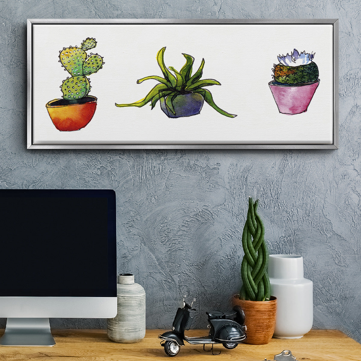 Vibing Succulents I - Floater Framed Canvas Print