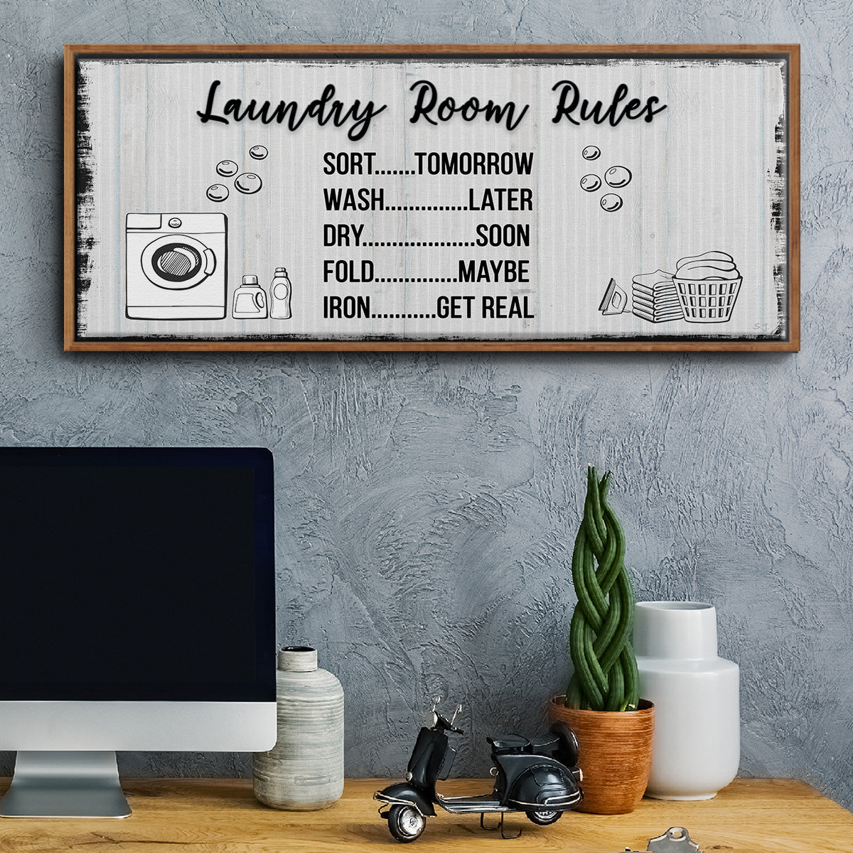 Laundry Room Rules - Floater Framed Canvas Print