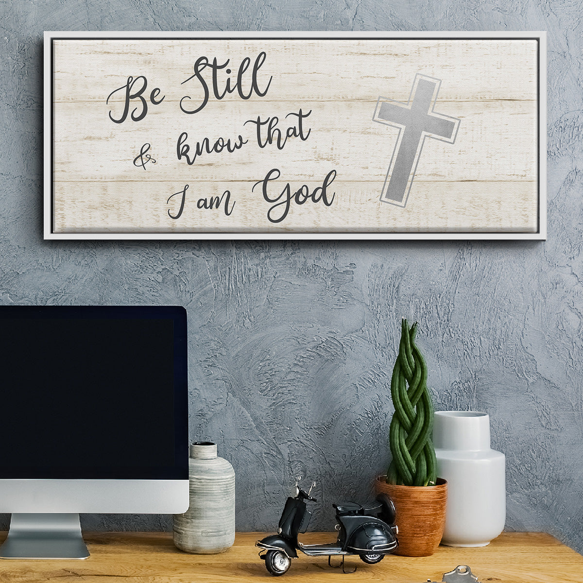 Be Still Cross - Floater Framed Canvas Print