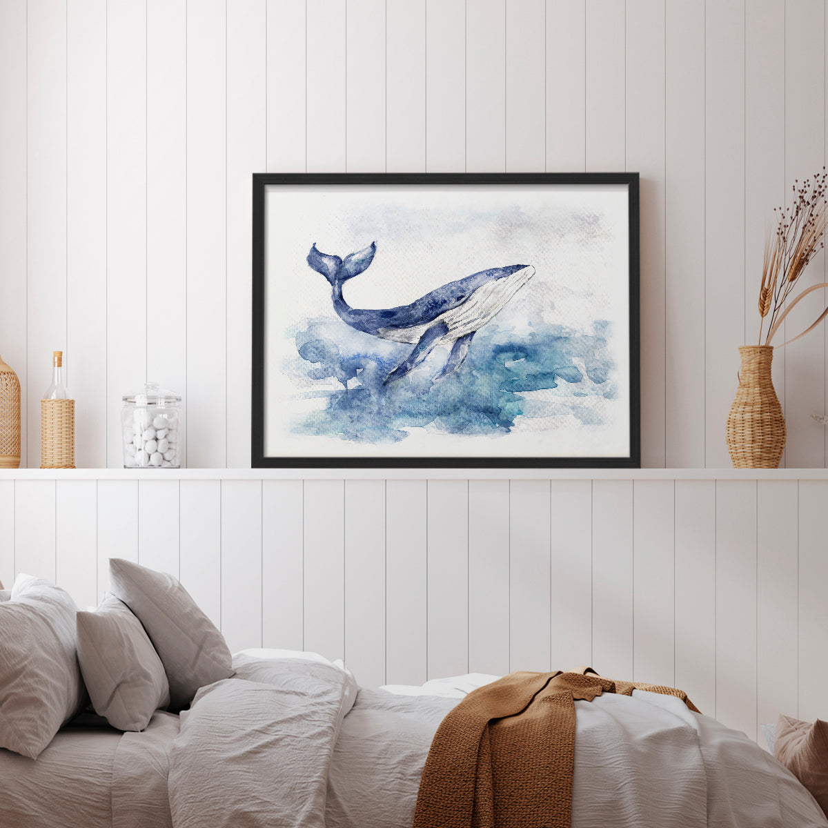 45573,whale,ocean,watercolor,painting,marine life,art,nature,blue,aquatic,surfacing,tranquil,wildlife,sea,animal,creative,illustration,water,beauty,environment,serene,ocean waves,natural habitat,fluke,graceful,peaceful,splash,oceanic,underwater,movement,glassy water,coastal,wild,ocean view,marine environment,fine art,tranquility,blue tones,fluid,Re-stickable,Nautical & Beach