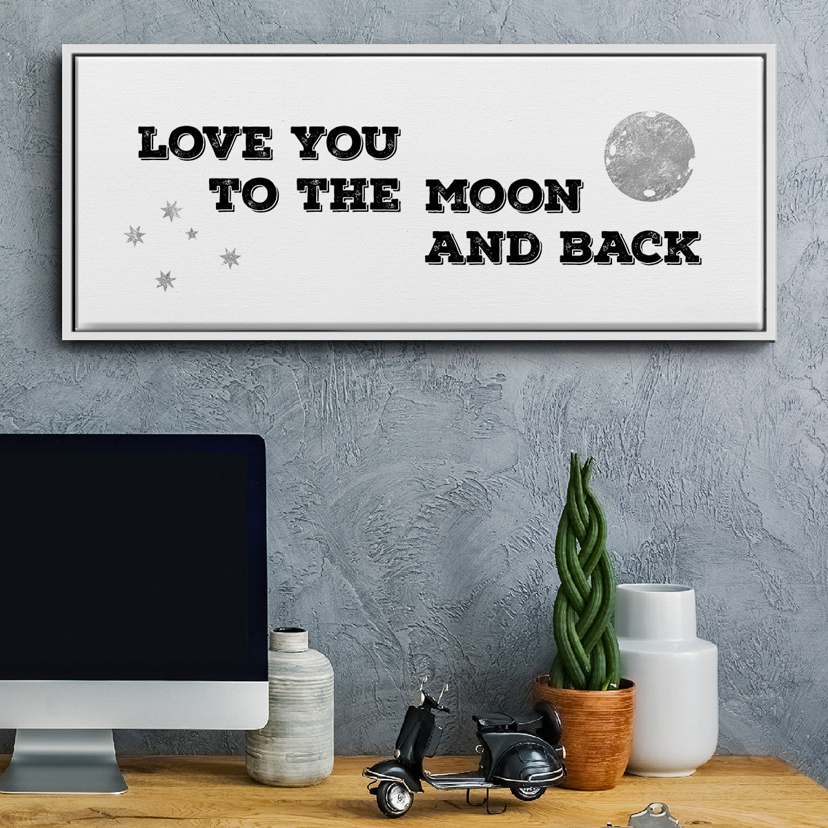 To the Moon and Back - Floater Framed Canvas Print