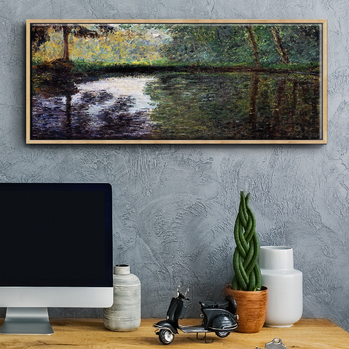 The Pond at Montgeron 2, 1876 - Floater Framed Canvas Print