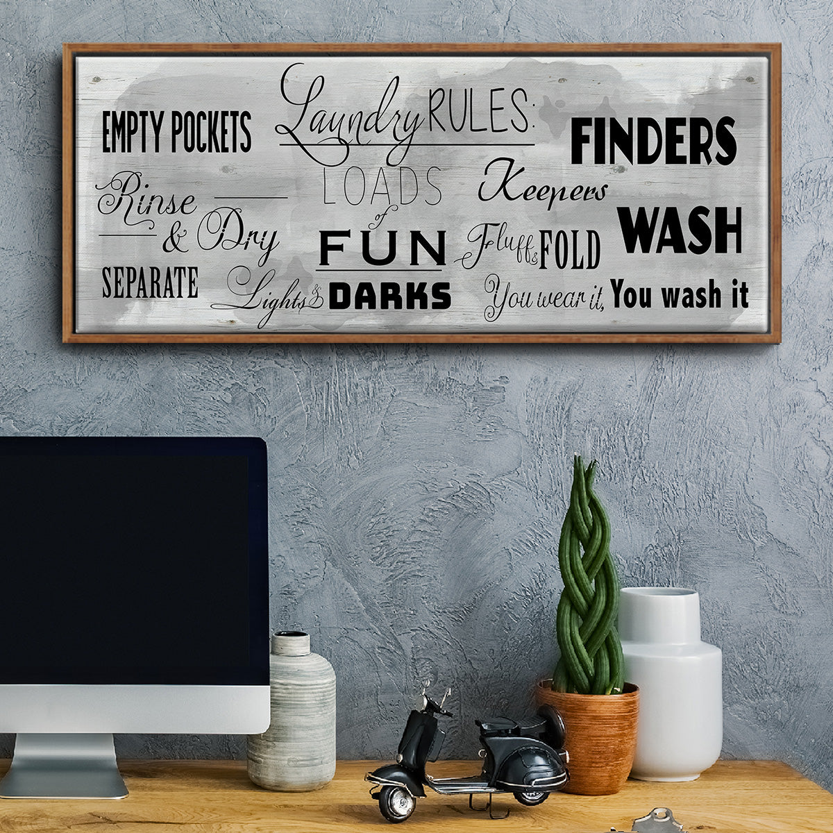 Laundry Rules - Floater Framed Canvas Print
