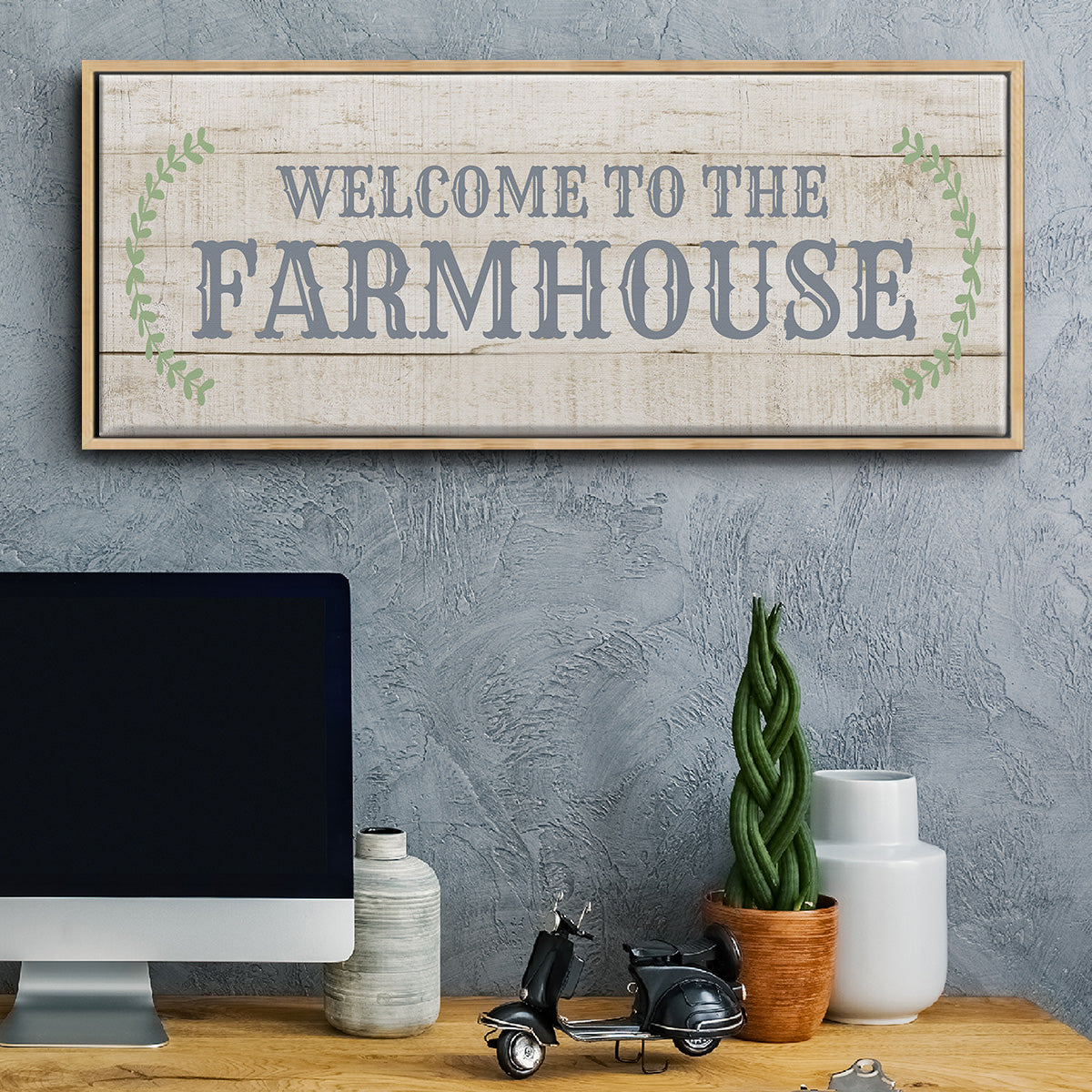 Welcome to the Farmhouse - Floater Framed Canvas Print