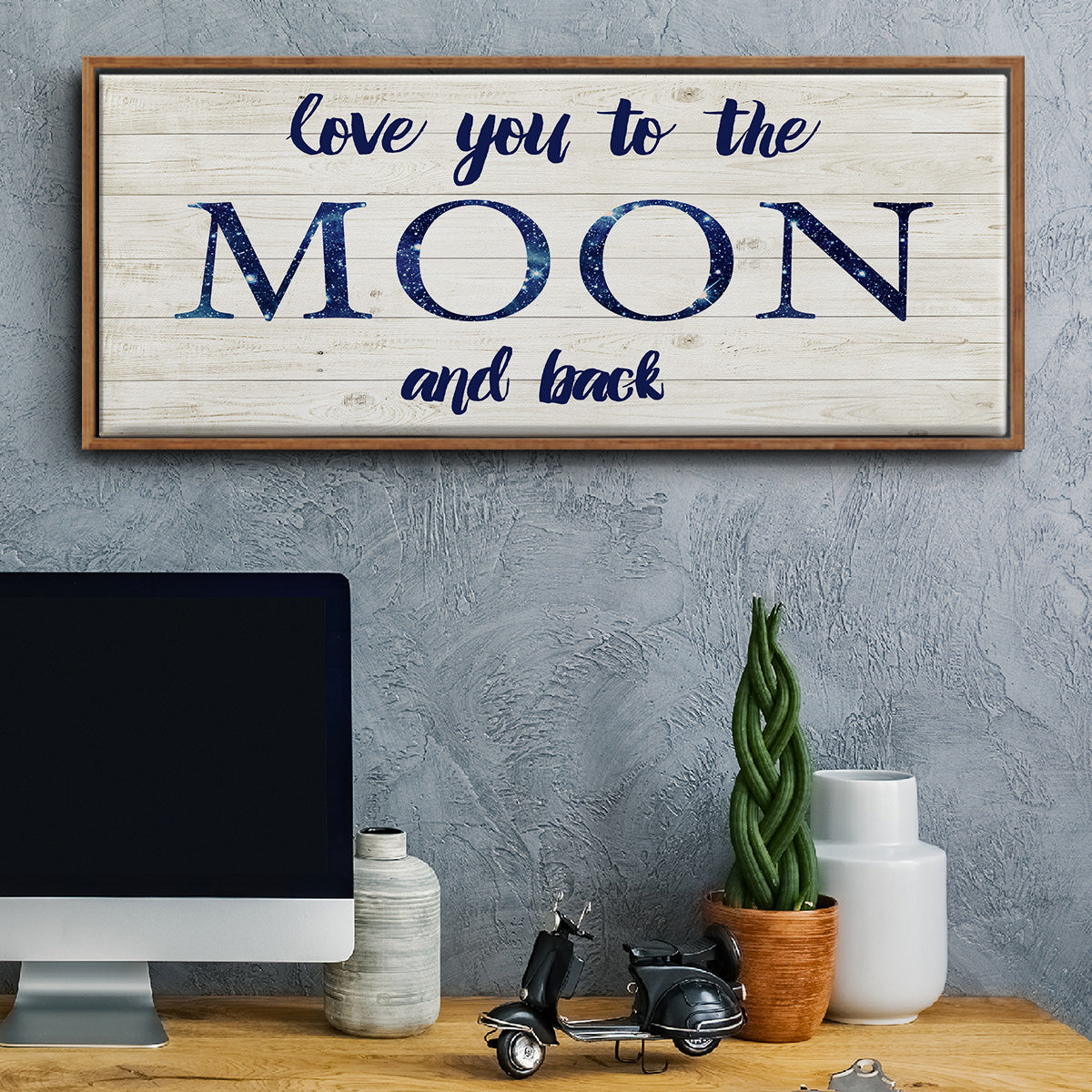 Moon and Back - Floater Framed Canvas Print