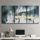 Three-panel canvas wall art featuring saturated abstract color fields, displayed above a desk in a home office.