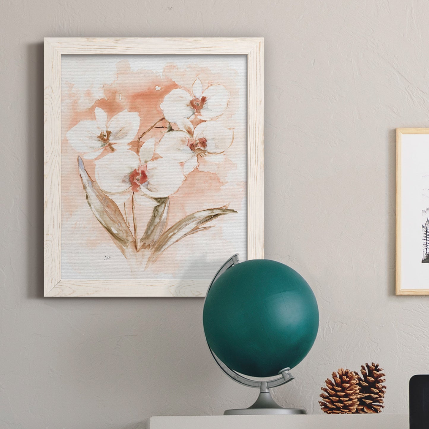 White and Coral Orchid I - Premium Canvas Framed in Barnwood - Ready to Hang