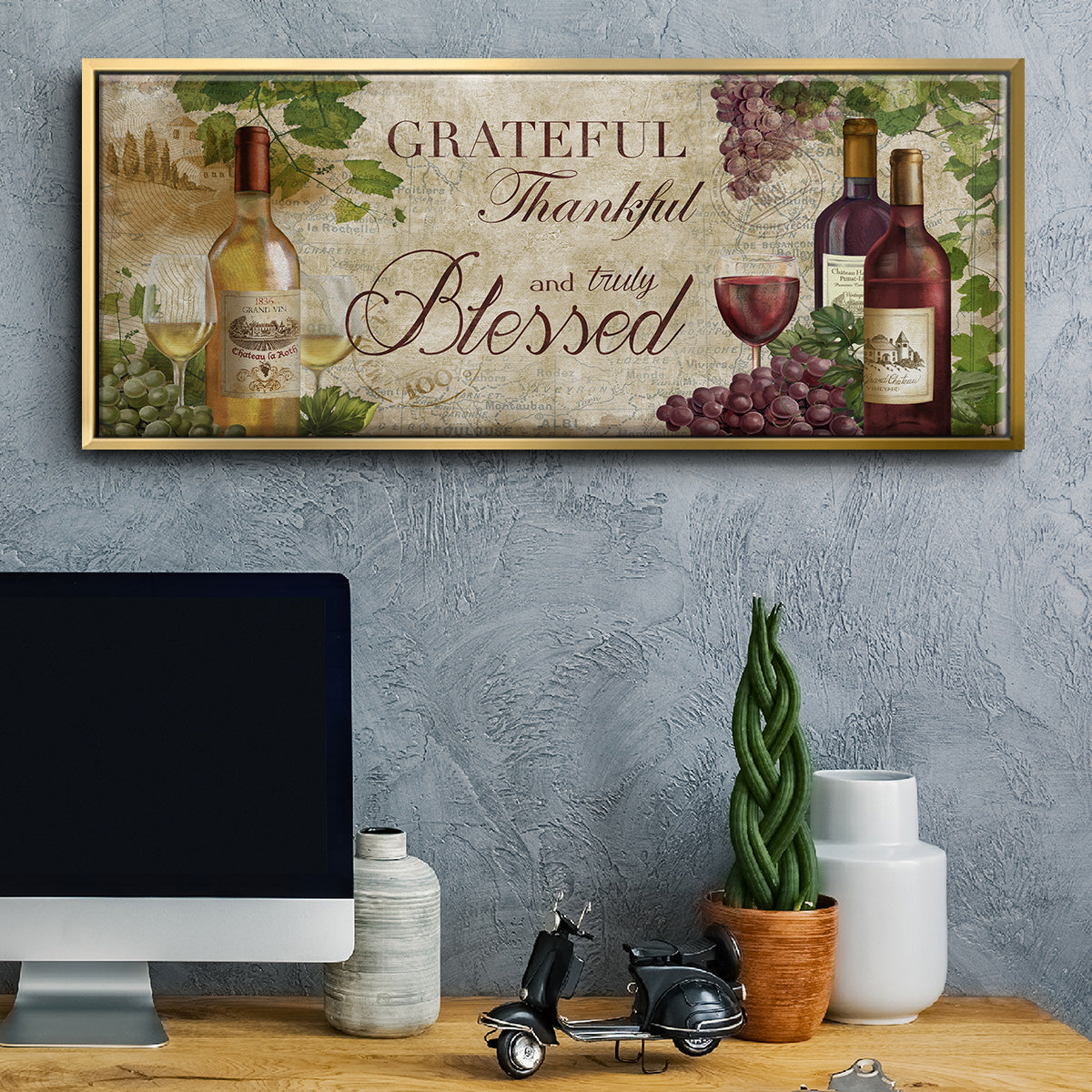 Grateful Wine - Floater Framed Canvas Print