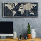 Old World Map Blue - Floater Framed Canvas Print