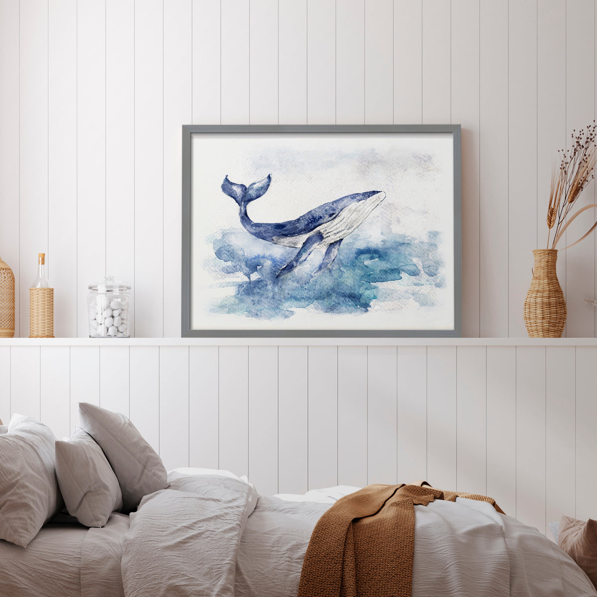 45573,whale,ocean,watercolor,painting,marine life,art,nature,blue,aquatic,surfacing,tranquil,wildlife,sea,animal,creative,illustration,water,beauty,environment,serene,ocean waves,natural habitat,fluke,graceful,peaceful,splash,oceanic,underwater,movement,glassy water,coastal,wild,ocean view,marine environment,fine art,tranquility,blue tones,fluid,Re-stickable,Nautical & Beach