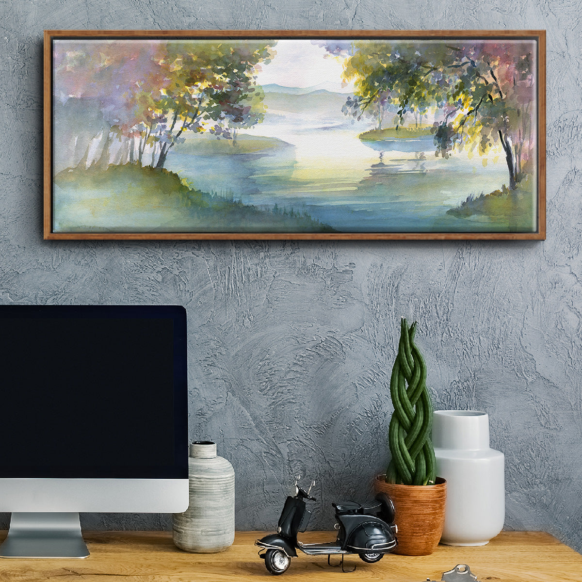 Meandering Lake I - Floater Framed Canvas Print
