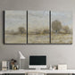 Three-panel canvas wall art featuring late season rural harvest fields, displayed above a desk in a home office.