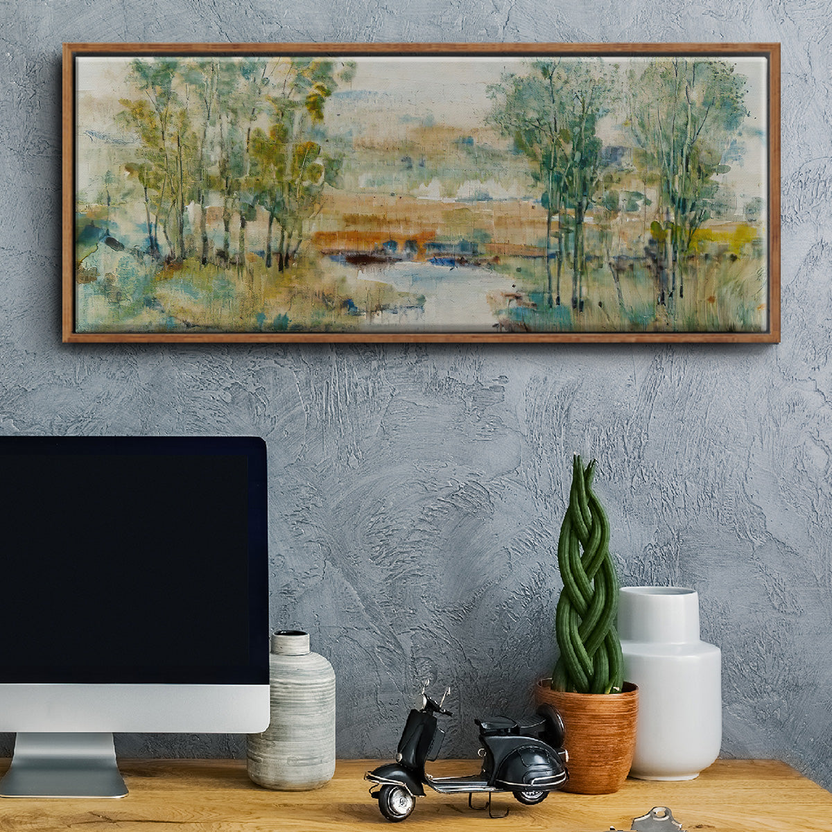 Trees on the Creek II - Floater Framed Canvas Print