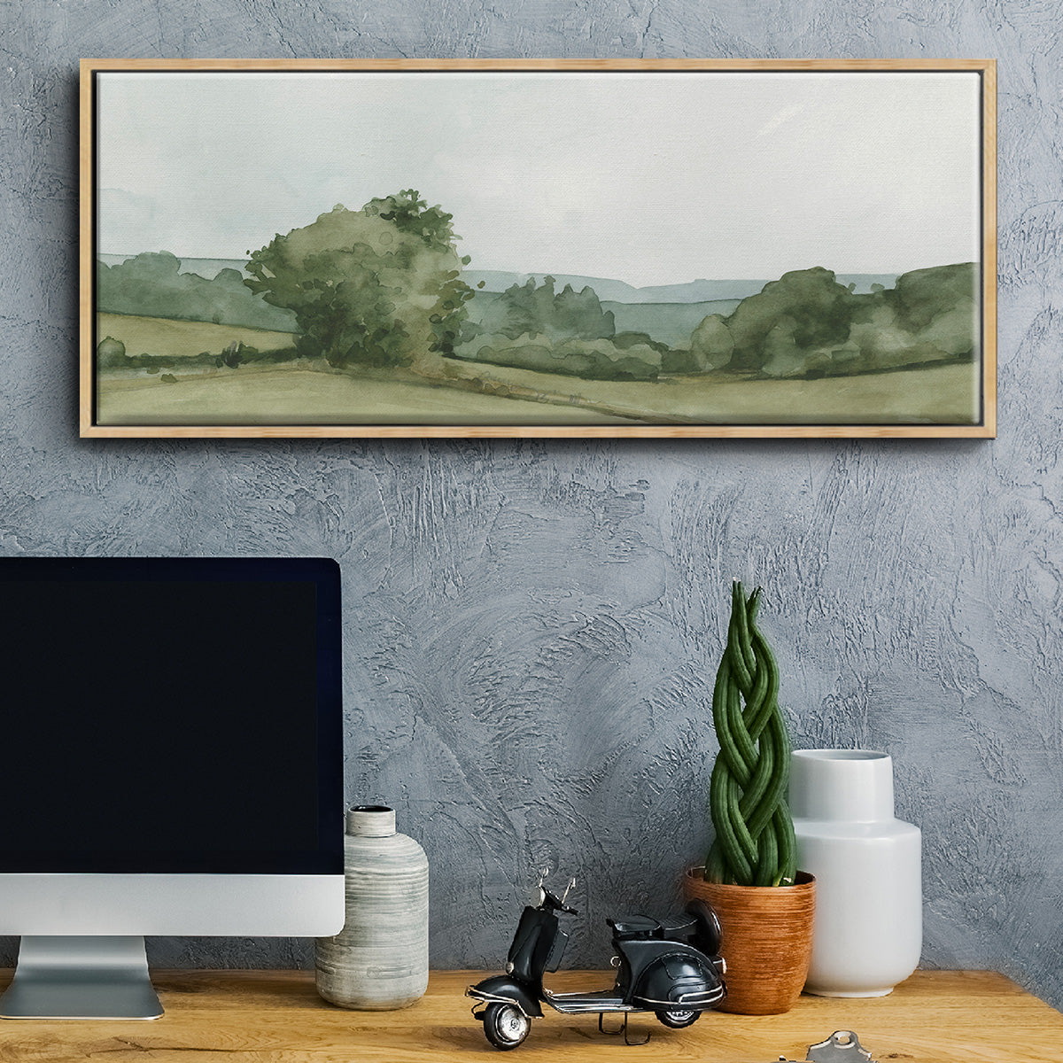 Vintage Landscape Sketch I - Floater Framed Canvas Print