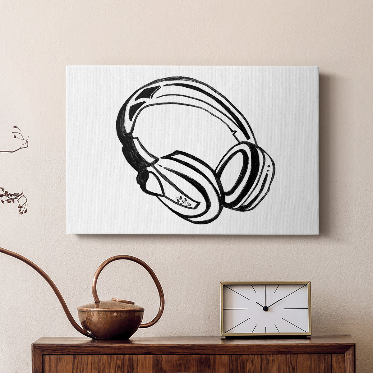 Headphones Sketch - Canvas Art Print