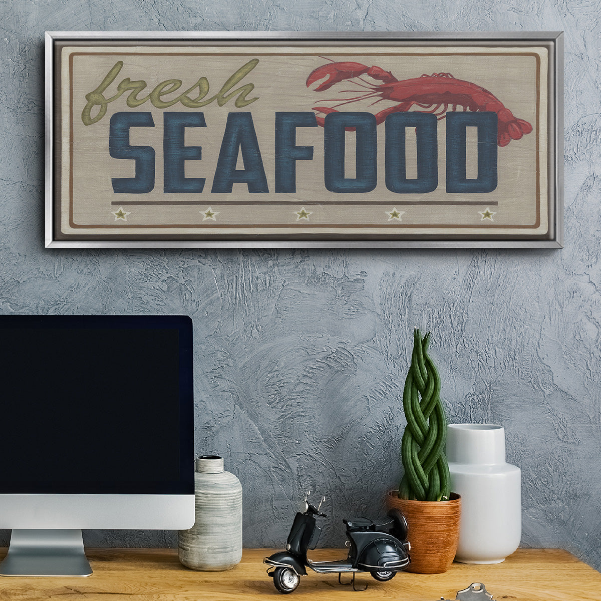 Shoreline Signs I - Floater Framed Canvas Print