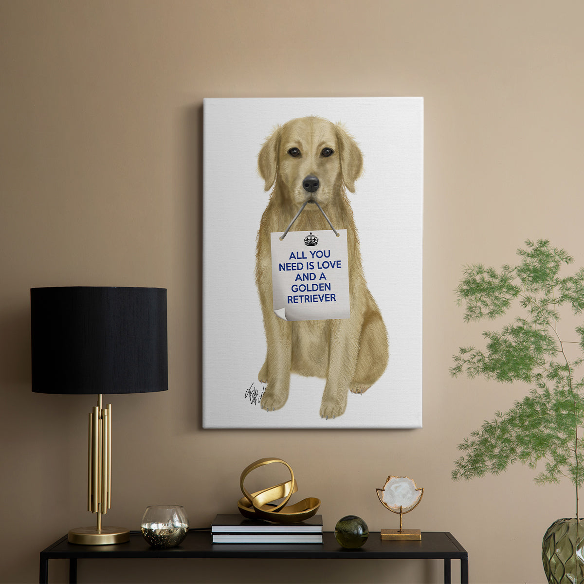Love and Golden Retriever - Canvas Art Print