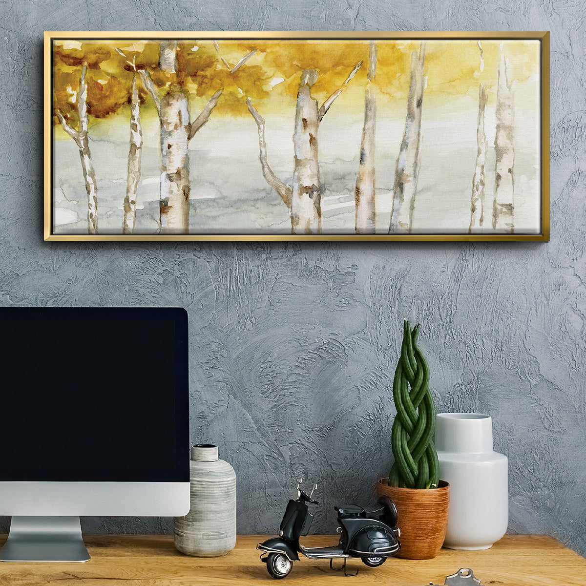 Golden Trees - Floater Framed Canvas Print