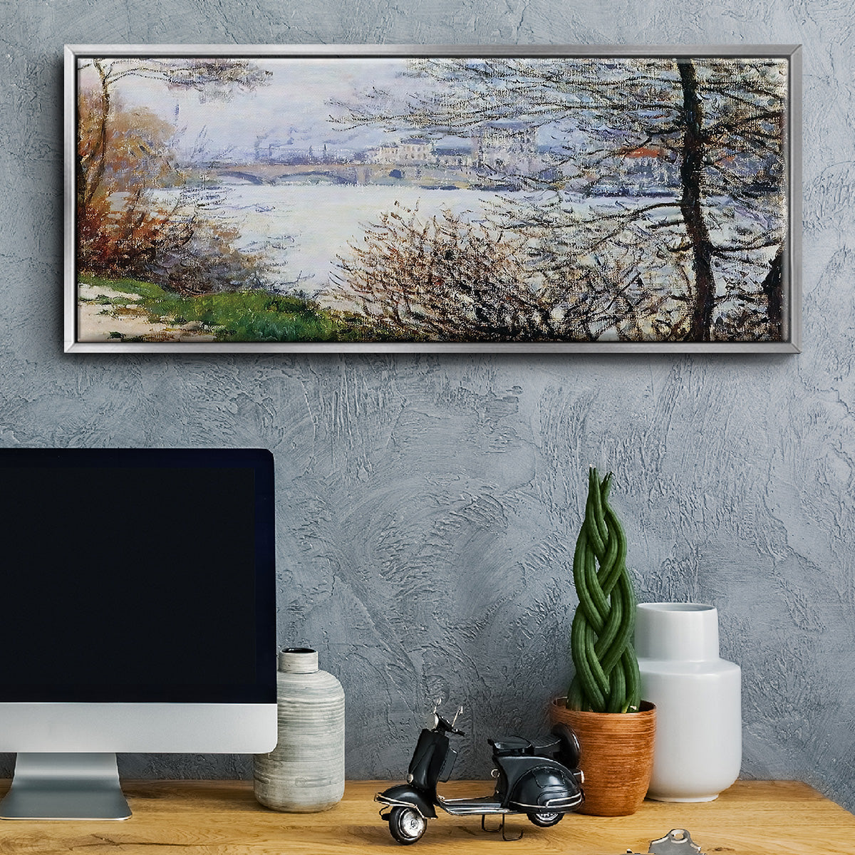 The Banks of the Seine, Ile de la Grande - Floater Framed Canvas Print