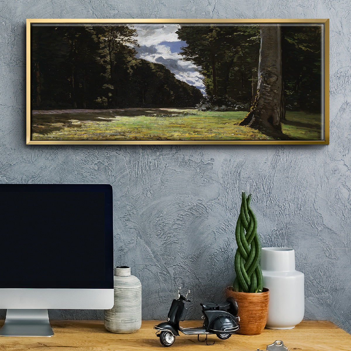 The Road of Chailly in the Fontainbleau Forest, 1865 - Floater Framed Canvas Print