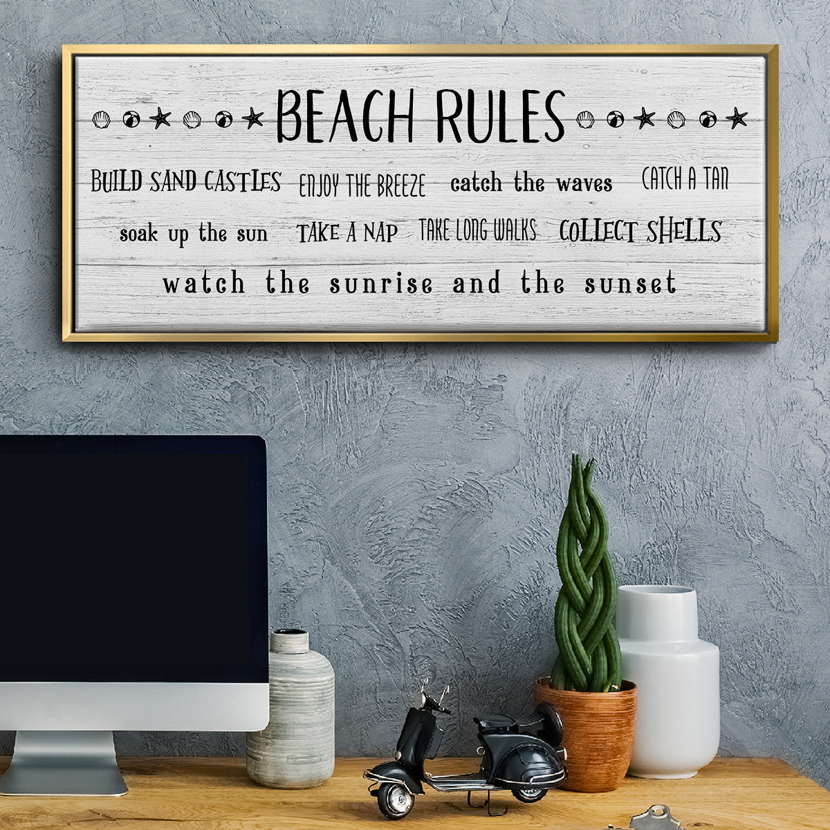 Rules of the Beach - Floater Framed Canvas Print