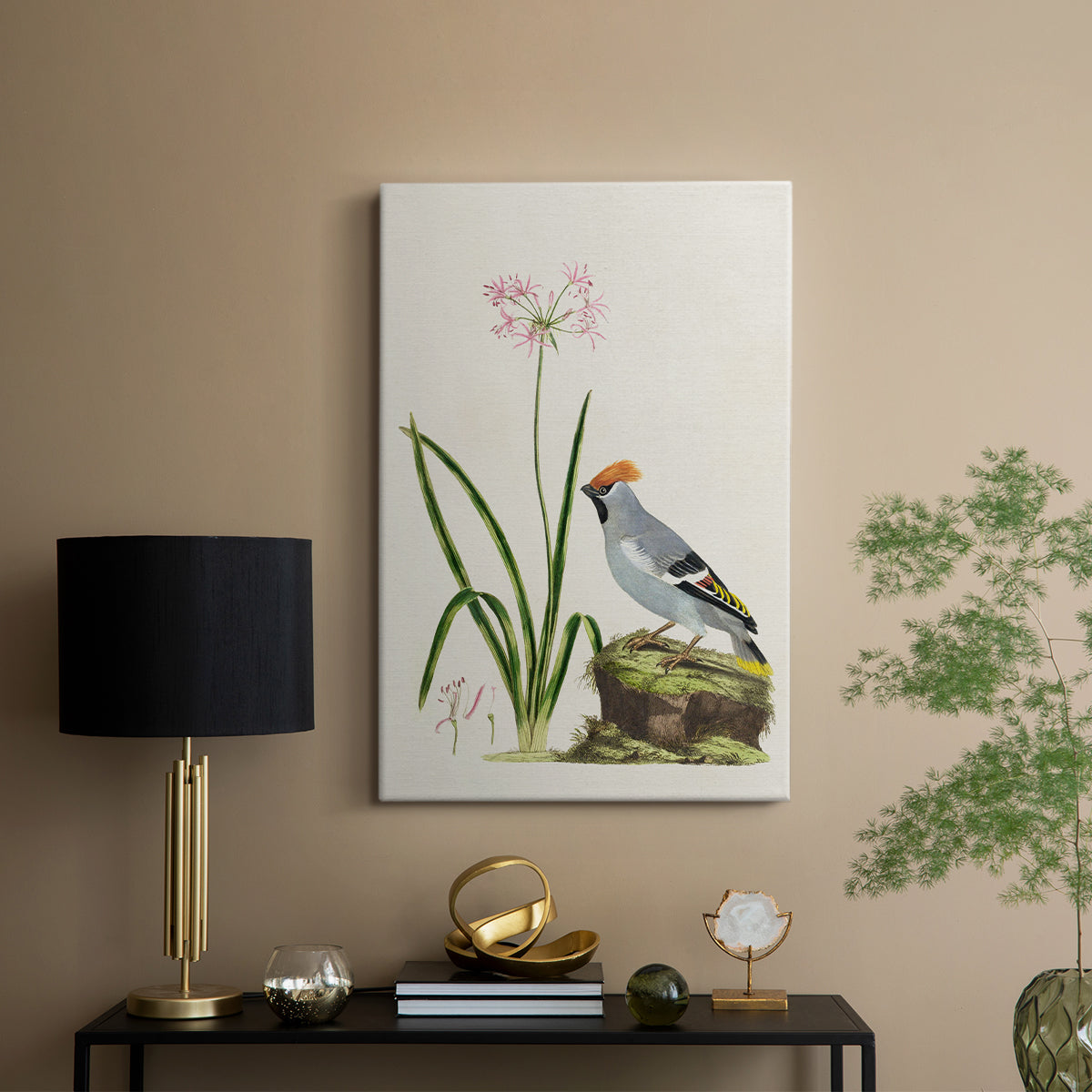 Amaryllis, Lily, and Waxwing, 1796 - Canvas Art Print