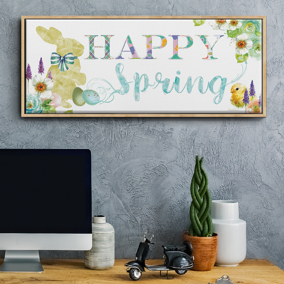 Happy Spring - Floater Framed Canvas Print