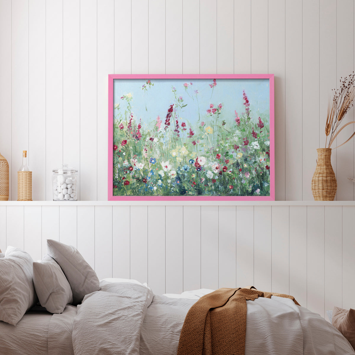 44433,wildflower,painting,landscape,meadow,flowers,nature,floral,tranquility,blue sky,colorful blooms,spring,artwork,garden,close-up,day scene,brush strokes,natural beauty,environment,botanical,flora,creative,serene,beauty,home decor,contemporary,visual art,scenic,summer,color palette,vivid,natural light,scenic view,inspiration,art gallery,elegant,Re-stickable,Plants & Flowers