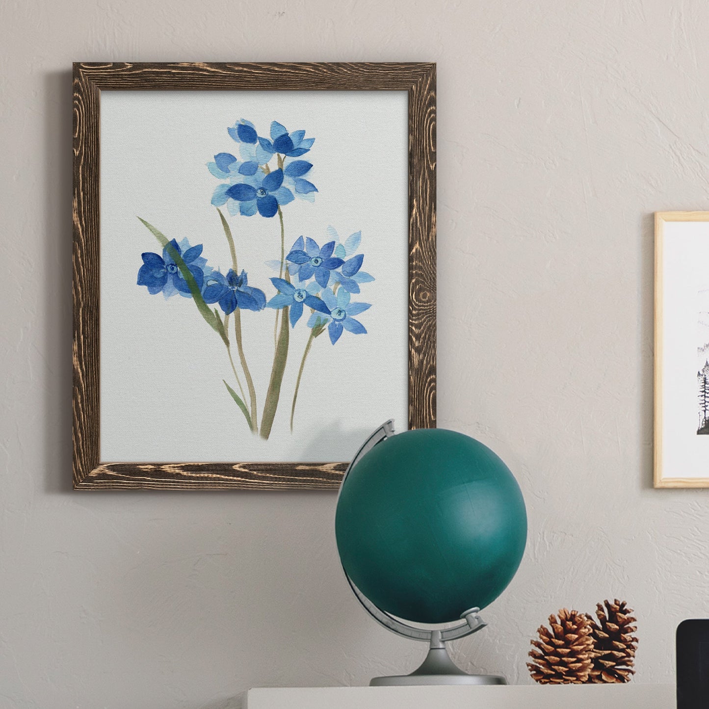 Blue Blossom Botanical I - Premium Canvas Framed in Barnwood - Ready to Hang