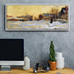 Snow Effect, The Street in Argentuil, 1875 - Floater Framed Canvas Print